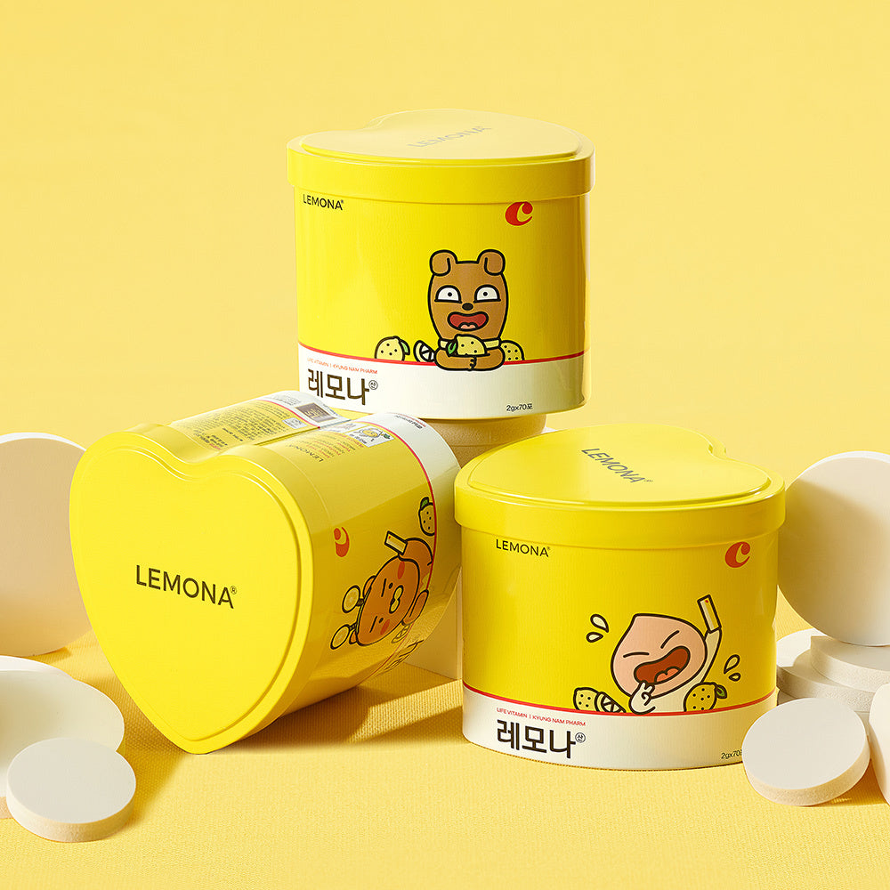 Kyung Nam Pharm Lemona X Kakao Friends Powder 2g X 70 Stick heart can 경남제약 레모나 X 카카오 프렌즈 산 2g X 70포 하트캔