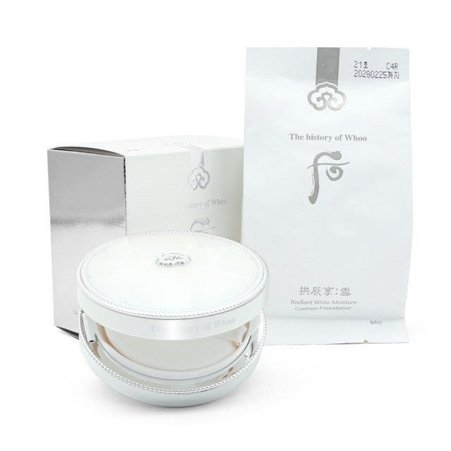 The History of Whoo Radiant White Cushion Foundation SPF 50+ PA+++ 15g+15g Refill 더 후 공진향: 설 미백 수분광 쿠션 정품 13g+리필 13g SPF50+, PA+++