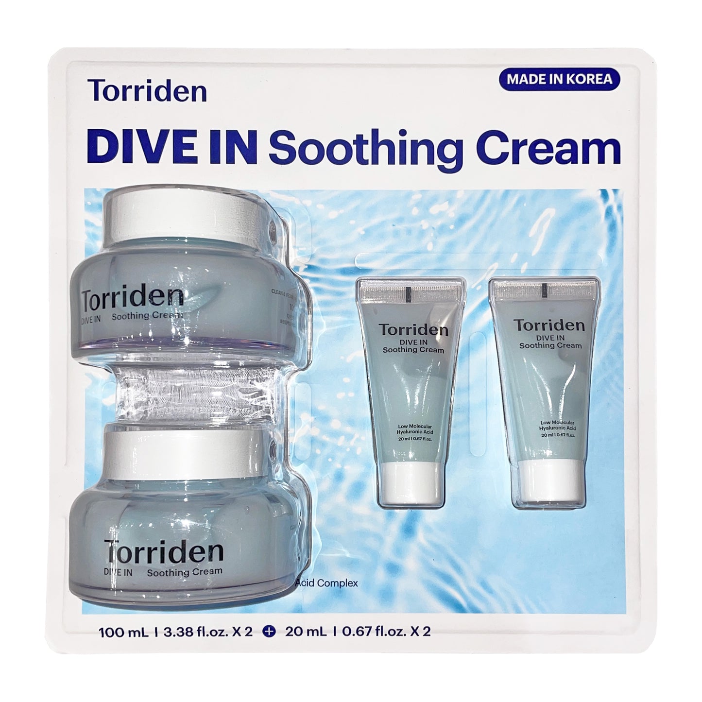 Torriden DIVE IN Soothing Cream  100ml + 100ml + 20ml + 20ml 토리든 다이브인 수딩크림 100ml + 100ml + 20ml + 20ml