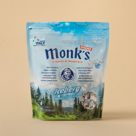 Monk's Iceberg Herbal Candy 500g ๋ชฝ์ค ์์ด์ค๋ฒ๊ทธ ํ๋ฆฌ๋ฏธ์ ํ๋ธ ์บ๋ 500g