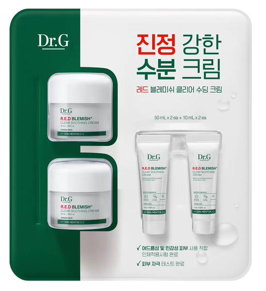 Dr.G Red Blemish Clear Soothing Cream 50mL X 2ea + 10mL x 2ea ๋ฅํฐ์ง ๋ ๋ ๋ธ๋ ๋ฏธ์ฌ ํด๋ฆฌ์ด ์๋ฉ ํฌ๋ฆผ 50mL x 2ea + 10mL x 2ea