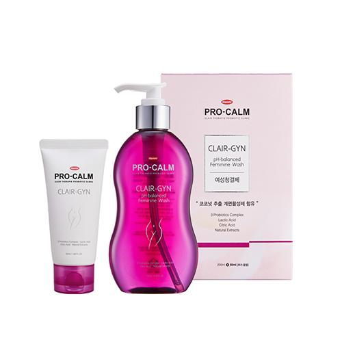 Hanmi PRO-CALM CLAIR GYN pH-balanced Feminine Wash 200mL + 50mL ํ๋ฏธ ํ๋ก-์บ ํด๋ ์ด์ง ์ฝ์ฐ์ฑ ์ฌ์ฑ์ฒญ๊ฒฐ์  200mL + 50mL