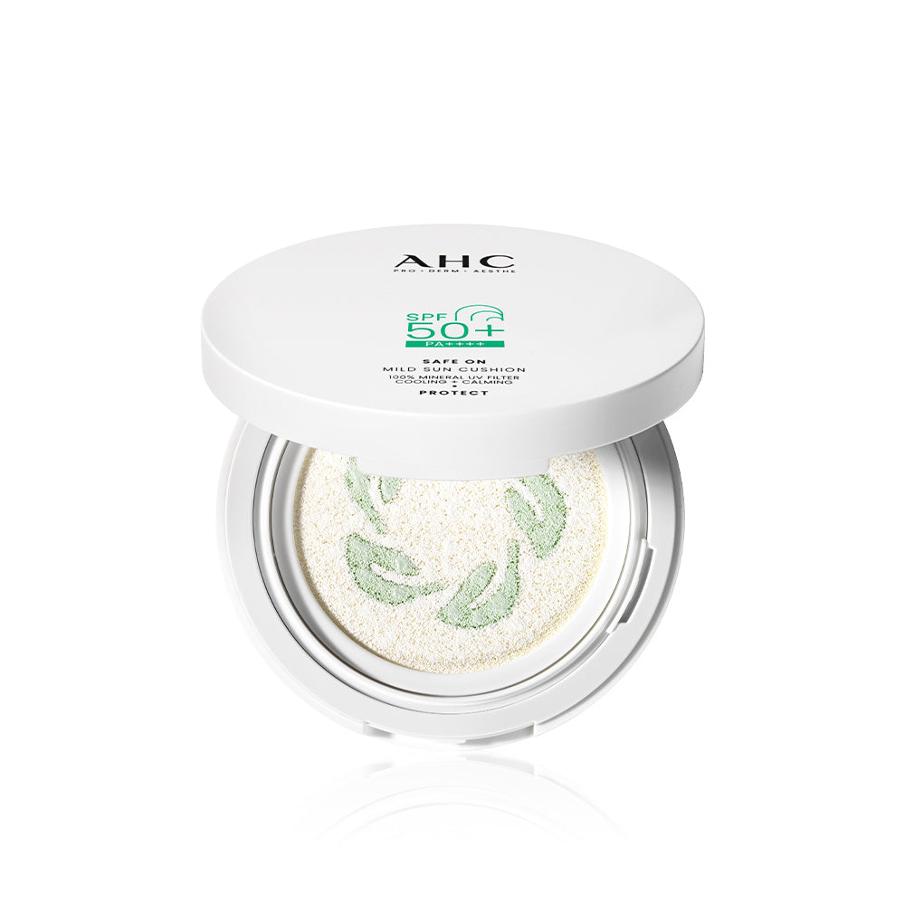 AHC Safe On Cica Sun Cushion SPF50+ PA++++ 25g AHC 세이프온 시카 카밍 선쿠션 SPF50+ PA++++ 25g