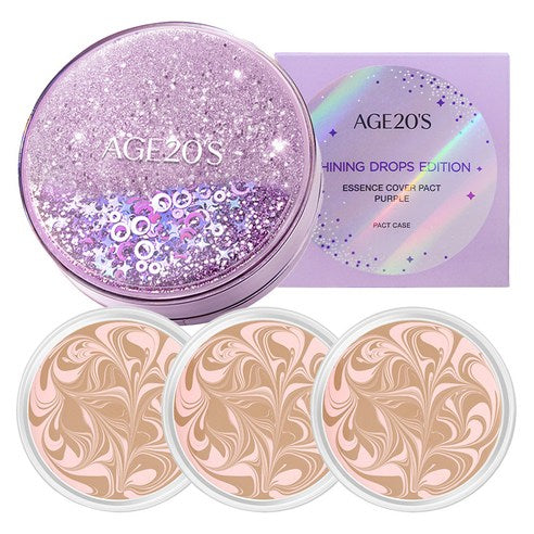 AGE20'S Shining Drops Edition New Original Essence Cover Pact Case + Refill 3EA 에이지투웨니스 샤이닝 드롭 에디션 뉴오리지널 에센스 커버 팩트 케이스 + 리필 3EA