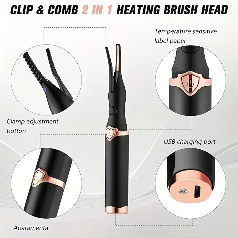 Clip & Comb 2-in-1 Clip Type Heated Lash Curler (USB Rechargeable) 집게형 속눈썹 히팅 컬링기