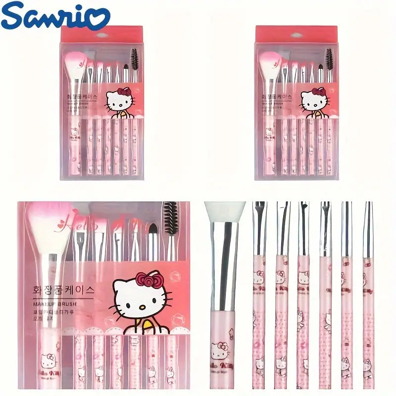 Sanrio Hello Kitty Official Makeup Brush 7pcs Set 산리오 헬로키티 메이크업 브러쉬 7종 세트