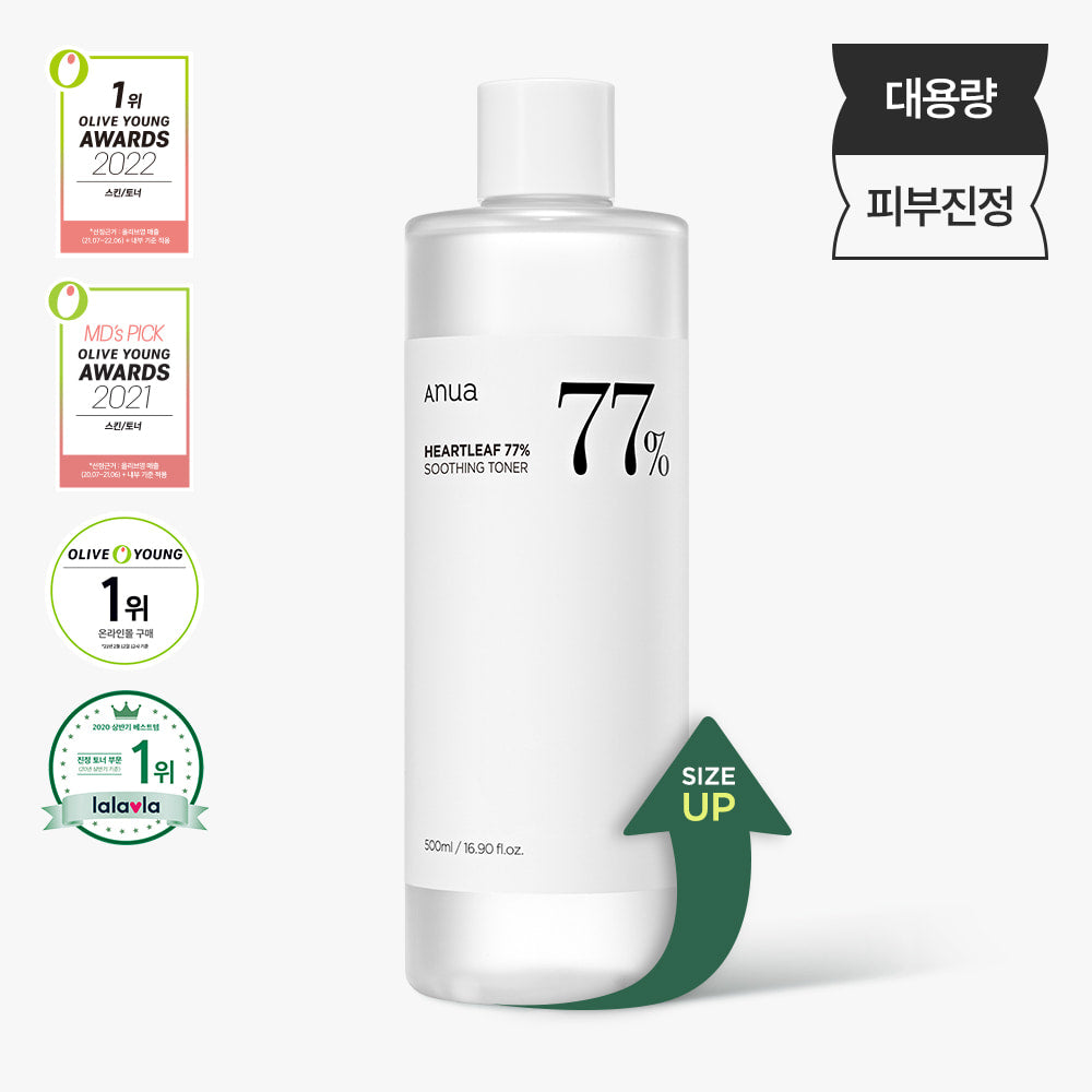 BIG SIZE] ANUA HEARTLEAF 77% SOOTHING TONER 500ML 아누아 어성초 77