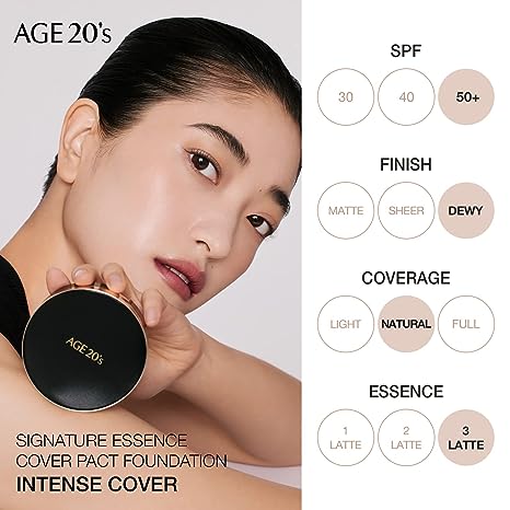 Age20's Signature Essence Cover Pact Intense Cover SPF50+ PA++++ 에이지 투웨니스 시그니처 에센스 커버 팩트 인텐스 커버 SPF50+ PA++++