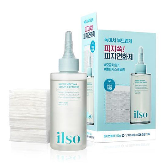 ILSO SUPER MELTING SEBUM SOFTENER 150ml + COTTON PAD 40P ์ผ์ ์ํผ ๋ฉํ
 ์ธ๋ฒ ์ํํธ๋ 150ml +  ์ธ์ด๋น ์ฝ๋  ํจ๋ 40P