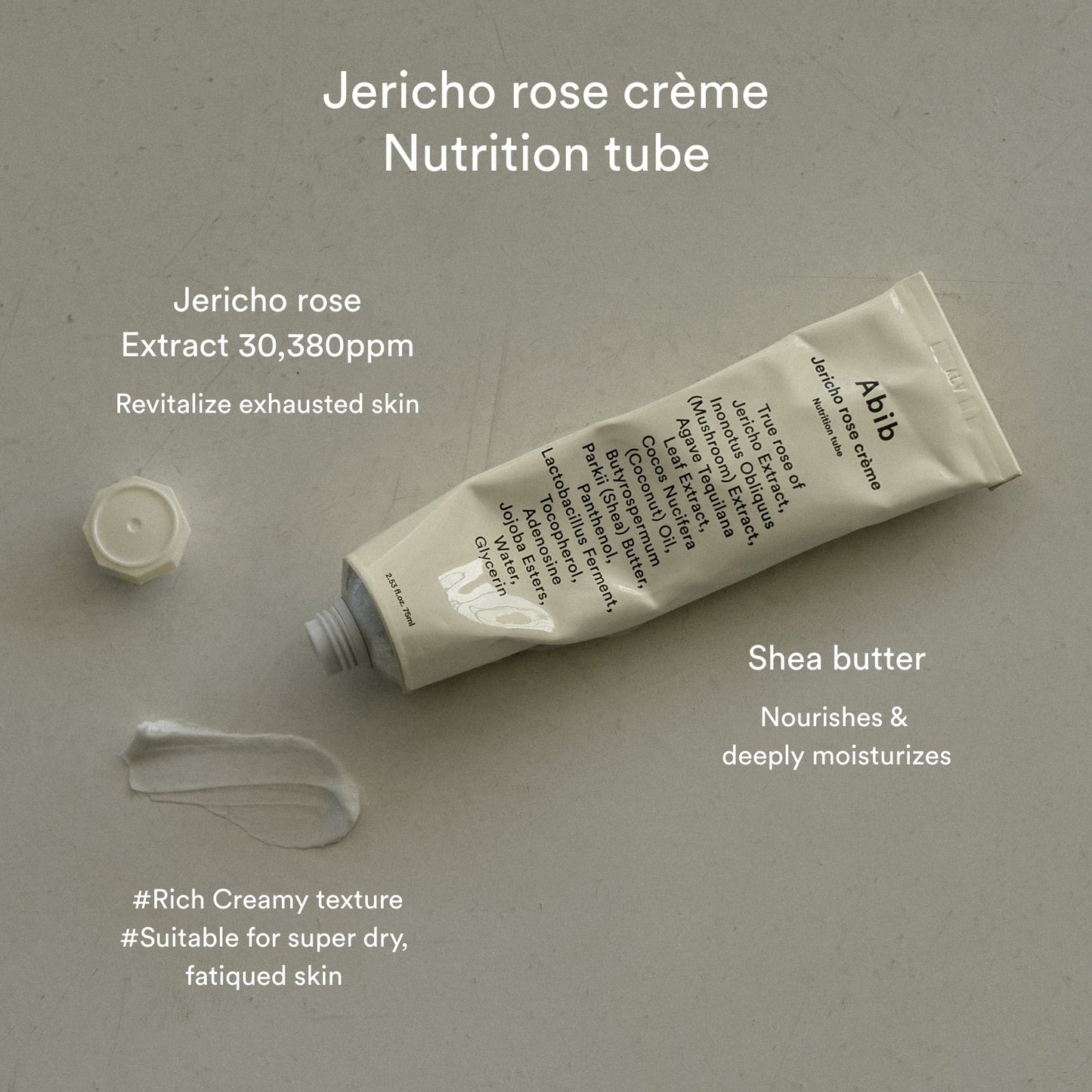 Abib Jericho Rose Creme Nutrition Tube 75ml 2.53 fl. oz. 아비브 부활초 크림 뉴트리션 튜브 75ml 2.53 fl. oz.