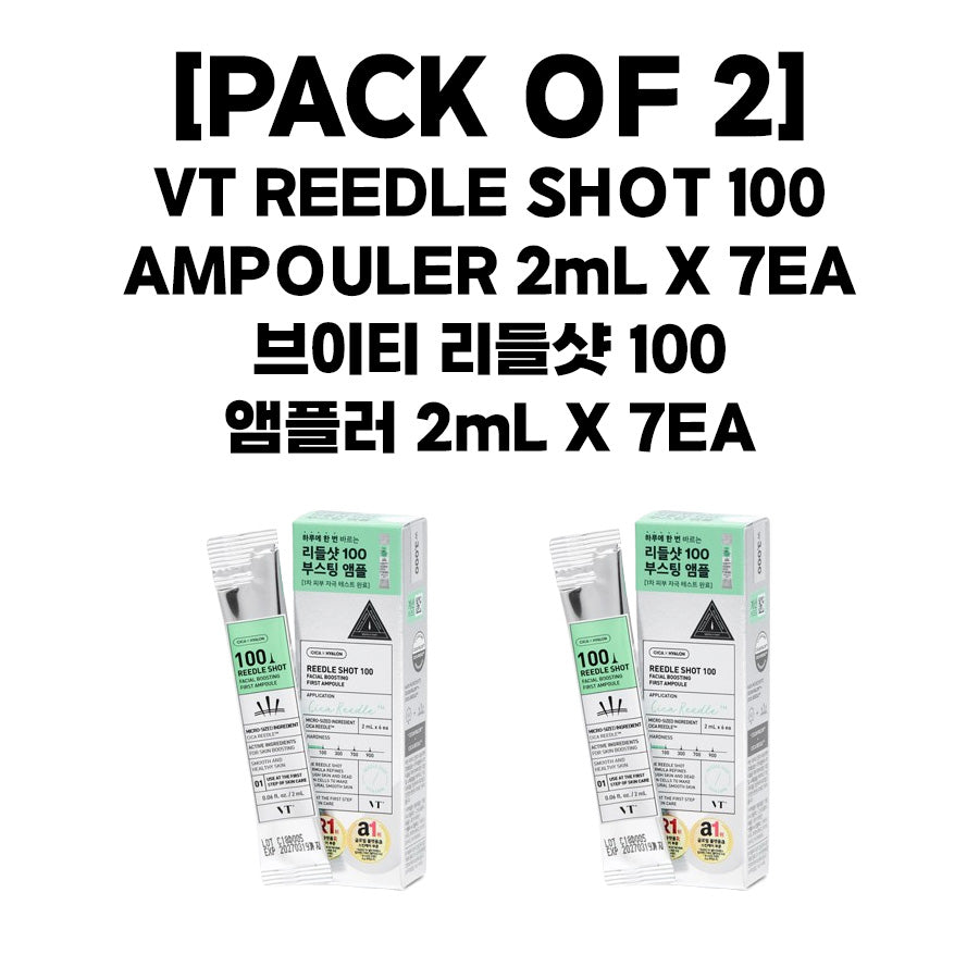 B.D SHOT100×2 PACK OF 2] VT REEDLE SHOT 100 AMPOULER 2mL X 7EA 브이티 리들샷 100