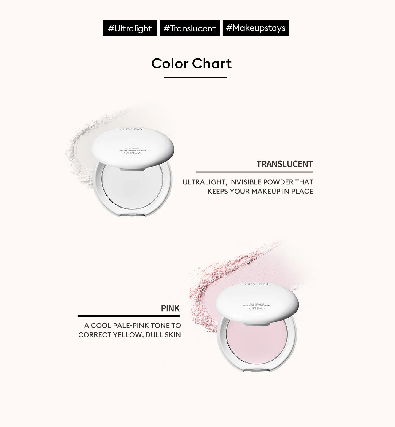 MISSHA Airy Pot Pact (Transparent/Mint/Pink) 미샤 에어리 팟 팩트 (투명/민트/핑크)