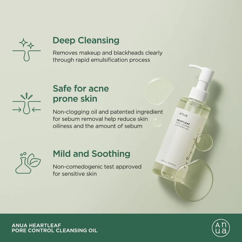 ANUA HEARTLEAF PORE CONTROL CLEANSING OIL 200ML 아누아 어성초 포어 컨트롤 클렌징 오일 200ML