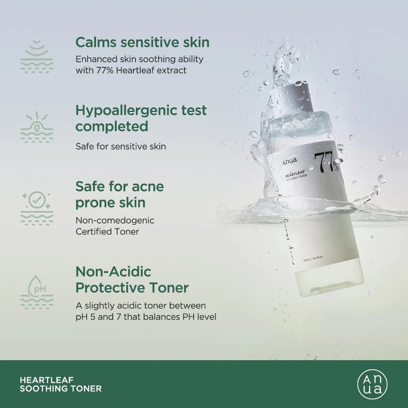 ANUA HEARTLEAF 77% SOOTHING TONER 250ML 아누아 어성초 77% 진정 토너 250ML