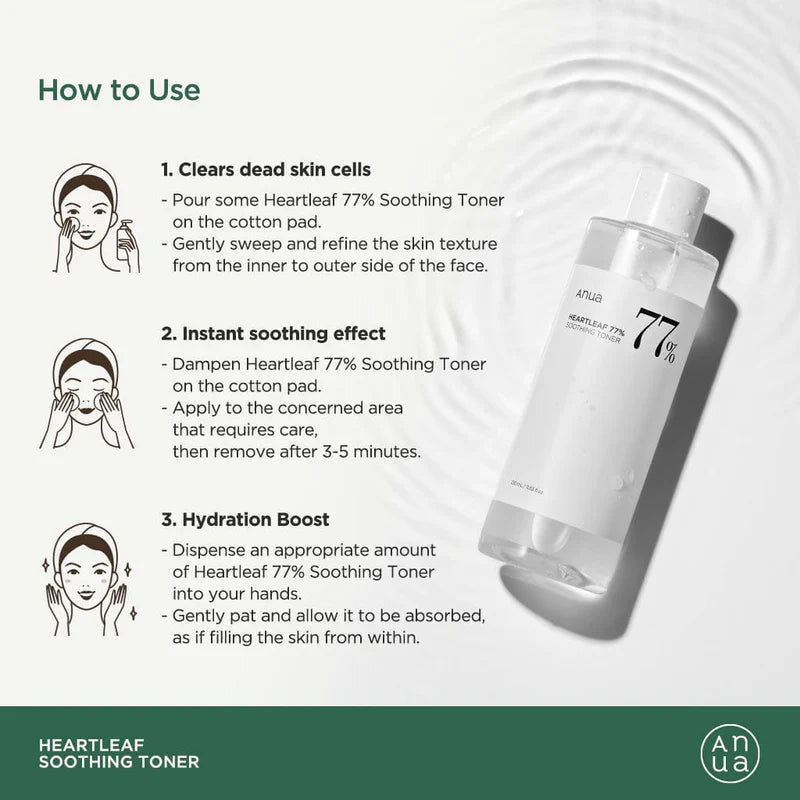 ANUA HEARTLEAF 77% SOOTHING TONER 250ML 아누아 어성초 77% 진정 토너 250ML