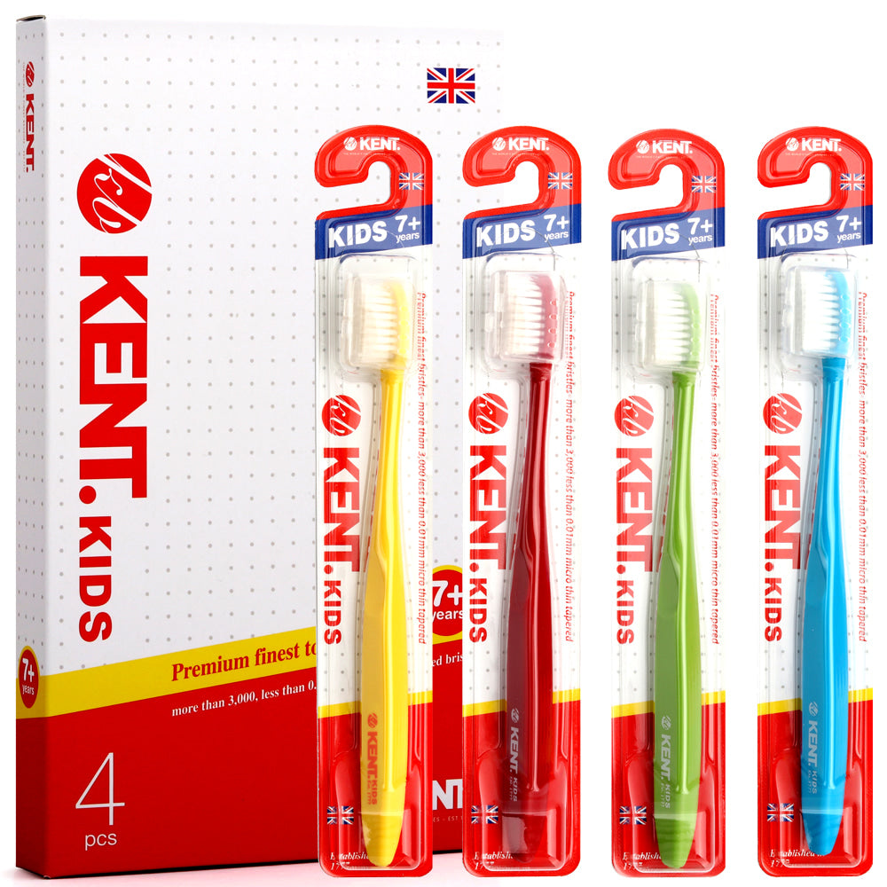 KENT Kids Premium Finest Toothbrushes 7+ years 4PCS 켄트 키즈 초극세모 칫솔 4개입
