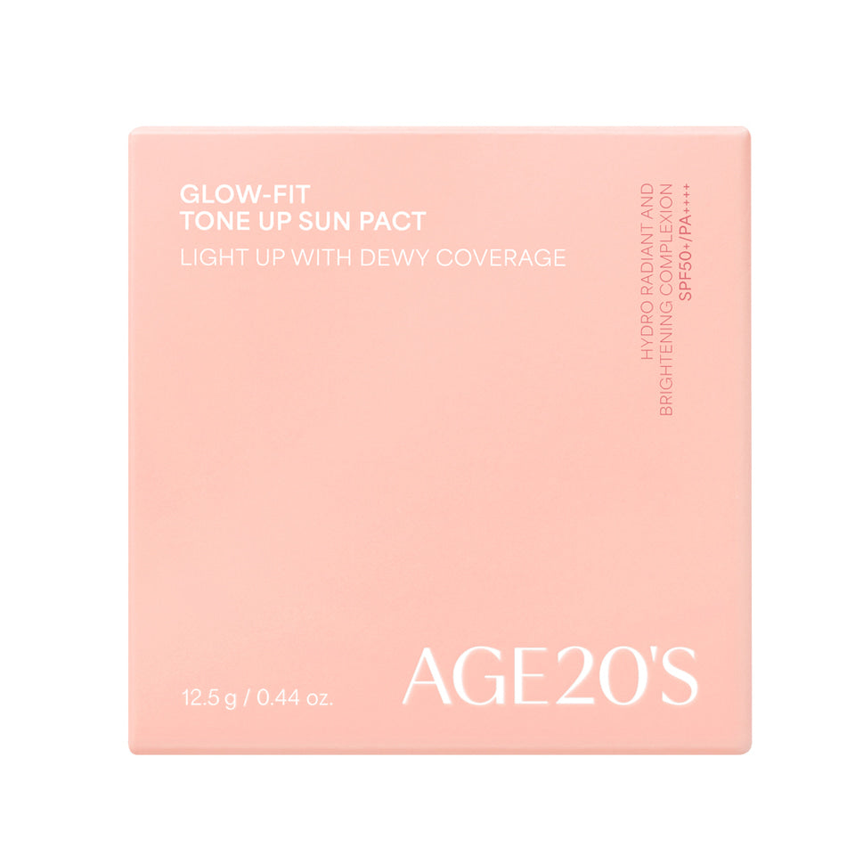 AGE20'S Glow-Fit Tone Up Sun Pact 12.5g SPF50+ PA++++ 에이지 투웨니스 글로우핏 톤업 선팩트 12.5g SPF50+ PA++++ Pink Beige Tone-Up Hydrating Sun Protection Natural Dewy Finish
