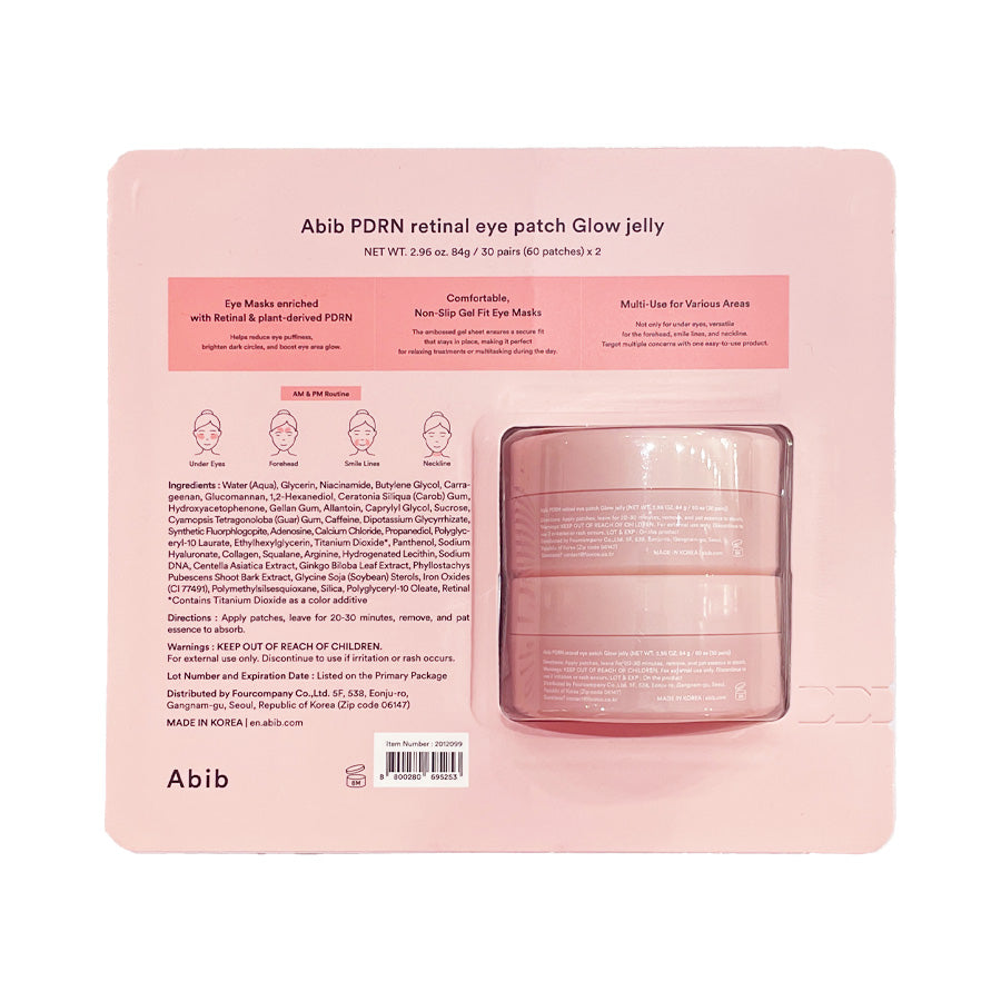 Abib PDRN Retinal Eye Patch Glow Jelly 60 patches x 2ea 아비브
PDRN 레티날 아이패치 60패치 X 2개입