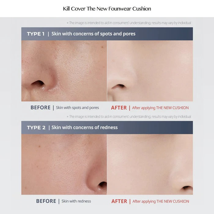 CLIO Kill Cover The New Founwear Cushion SPF50+/PA+++ 15g 0.52 oz + Refill 클리오 킬 커버 더 뉴 파운웨어 쿠션 SPF50+/PA+++ 15g 0.52 oz+ Refill