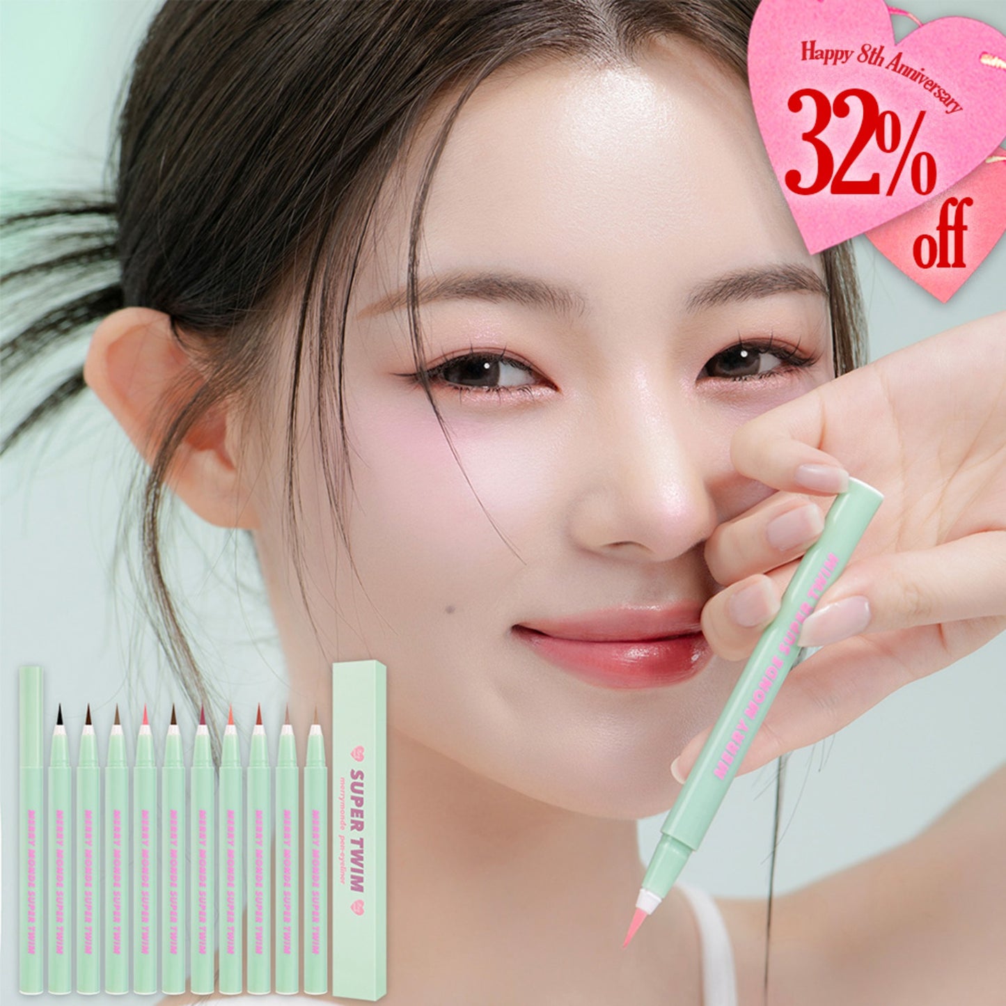 Merrymonde Super Twim Pen Eyeliner 12 Colors 메리몽드 슈퍼트임 펜 아이라이너 12색