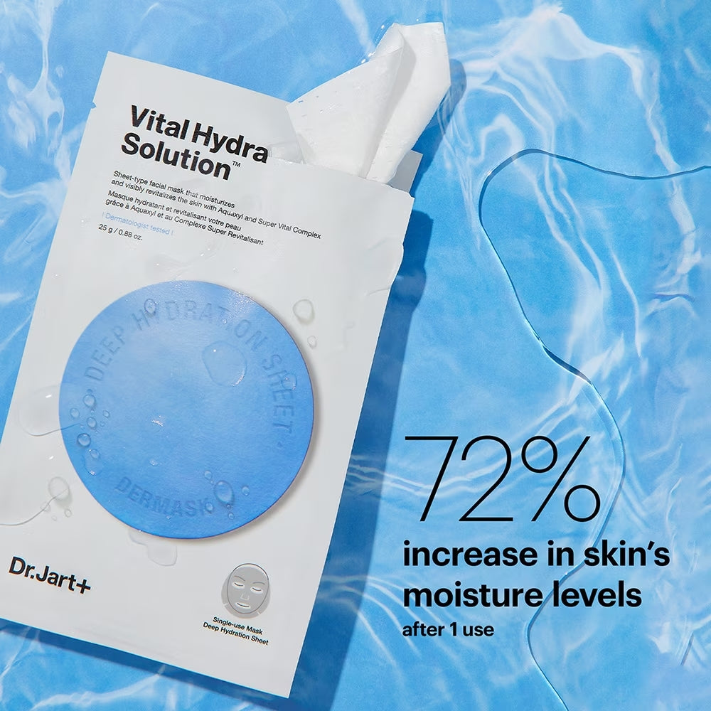 Dr. Jart DERMASK™ WATER JET VITAL HYDRA SOLUTION™ FACE MASK 5EA 닥터자르트 더마스크 워터젯 바이탈 하이드라 솔루션 5매