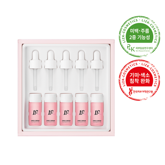 Liz K First C Serum Pink Pure Vitamin C 15%, 10ml X 5ea ๋ฆฌ์ฆ์ผ์ด ํผ์คํธ C ์ธ๋ผ ํํฌ ํจ์ด ๋นํ๋ฏผ์จ 10ml X 5ea