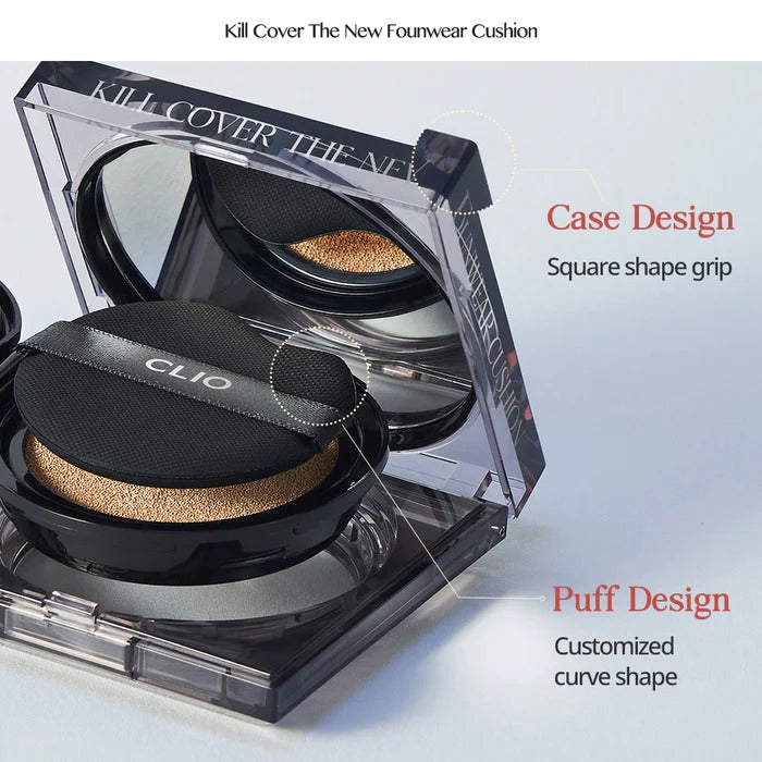 CLIO Kill Cover The New Founwear Cushion SPF50+/PA+++ 15g 0.52 oz + Refill 클리오 킬 커버 더 뉴 파운웨어 쿠션 SPF50+/PA+++ 15g 0.52 oz+ Refill
