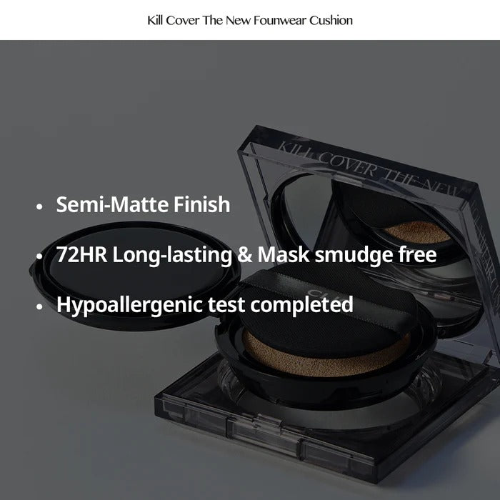 CLIO Kill Cover The New Founwear Cushion SPF50+/PA+++ 15g 0.52 oz + Refill 클리오 킬 커버 더 뉴 파운웨어 쿠션 SPF50+/PA+++ 15g 0.52 oz+ Refill
