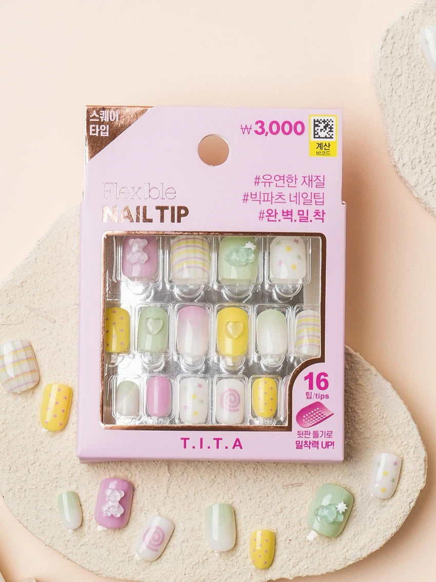 T.I.T.A Press Flexible Square Nail Tips #1 티타프레스 플렉시블 스퀘어 네일팁 #1