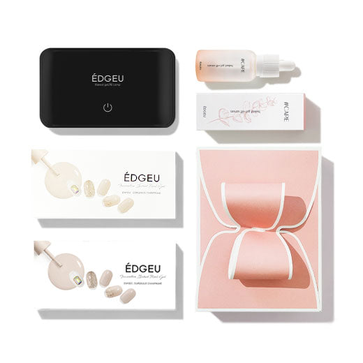EDGEU SPECIAL GIFT SET Press on Sticker Strips 2 kind with Curing Lamp, Gel Off Serum, gift box (์ฃ์ง์ ์คํ์
๊ธฐํํธ ์ธํธ 2์ข
๋ฅ ํ์ปฌ๋ฌ ์ต์ ค, ๋ฒ ์ดํฌ๋ ์ คํฐ์ด ๋จํ, ์ ค ์คํ ์ธ๋ผ, ๊ธฐํํธ ๋ฐ์ค)