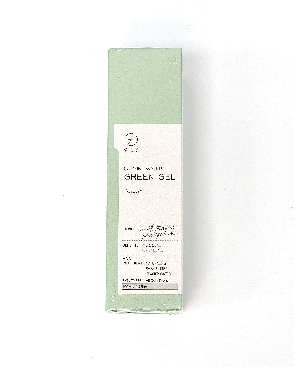 9:35 VALLATTO BEAUTY TIME CALMING WATER GREEN GEL 3.4 fl oz 100ml 9:35 발라또 뷰티 타임 카밍 워터 그린 젤 3.4 fl. oz. 100ml