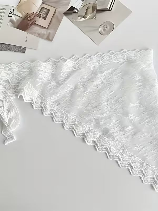 Vintage Bohemian Triangular Lace Scarf Festive Holiday and Beach Wrap for Fall and Winter Black / White 2 Color 빈티지 보헤미안 삼각 레이스 스카프 홀리데이 페스티브 비치 랩 가을 겨울용 2가지 색 검정 / 흰색