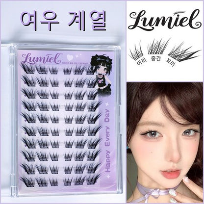 Lumiel Foxy Series Tassel Eyelash Cluster Natural Fox-Eye No-Glue Cluster Lashes Gumiho Style Tassel Eyelashes 60pcs (9–14mm) 여우 계열 속눈썹 내추럴 구미호 풍성한 만화 태슬 속눈썹 60pcs 9-14mm