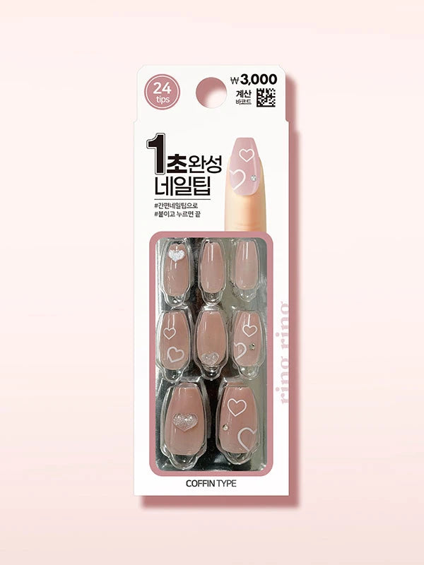 Ring Ring Coffin Type Press Nail Tips 4Type 링링 코핀타입 네일팁 4가지