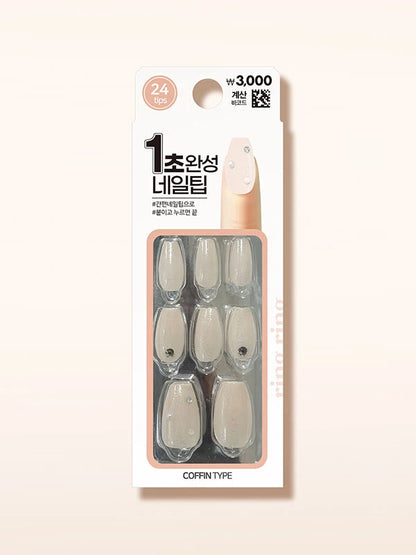 Ring Ring Coffin Type Press Nail Tips 4Type 링링 코핀타입 네일팁 4가지