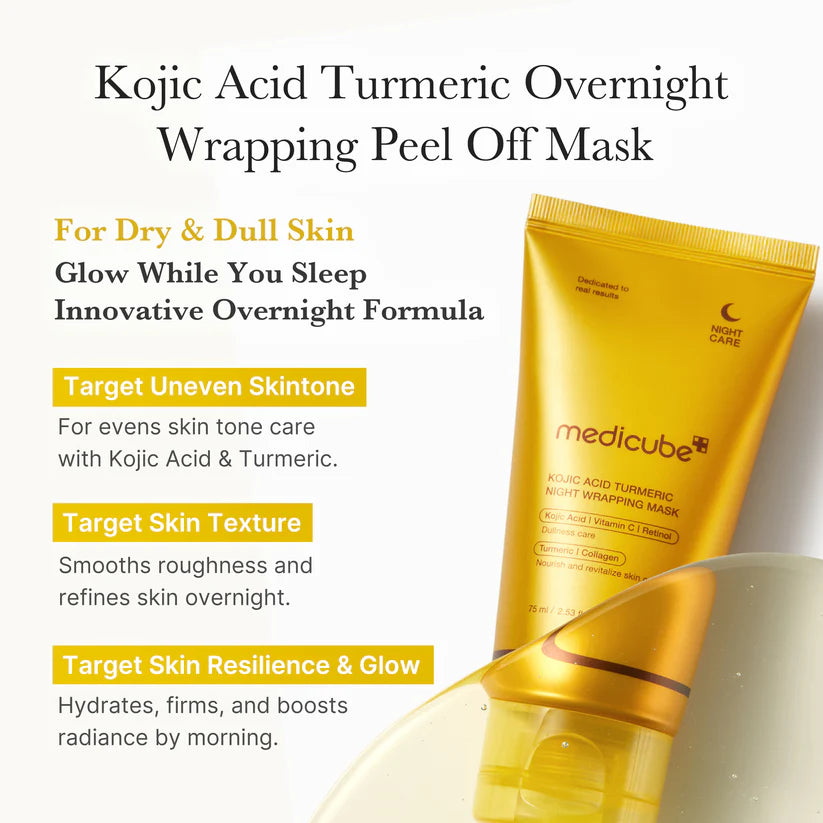 Medicube Kojic Acid Tumeric Night Wrapping Mask 75ml / 2.53 fl. oz. 메디큐브 코직애씨드 터메릭 비타 랩핑마스크 75ml / 2.53 fl. oz.