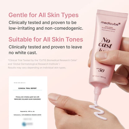Medicube Glow Collagen Sunscreen 50ml Broad Spectrum SPF 50 메디큐브 콜라겐 글로우 선크림 50ml Broad Spectrum SPF 50