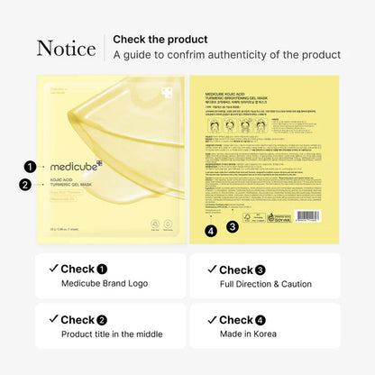 Medicube Kojic Acid Tumeric Brightening Gel Mask 28g / 0.98 oz. x 4ea 메디큐브 코직애씨드 터메릭 비타 겔 마스크 28g / 0.98 oz. x 4ea
