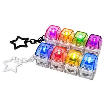 [PACK OF 2] JuMarket LEDTransparent 4-Key Rainbow Switch Keyboard Keycap Clicker Keychain Fidget Toy 쥬마켓 LED 레인보우 키보드 키캡 클릭커 딸깍이 키링 4구 피젯토이