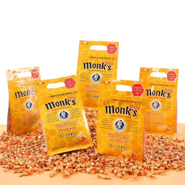 Monk's Propolis Candy Honey & Lemon 280g 몽스 프로폴리스 캔디 허니 앤 레몬 280g