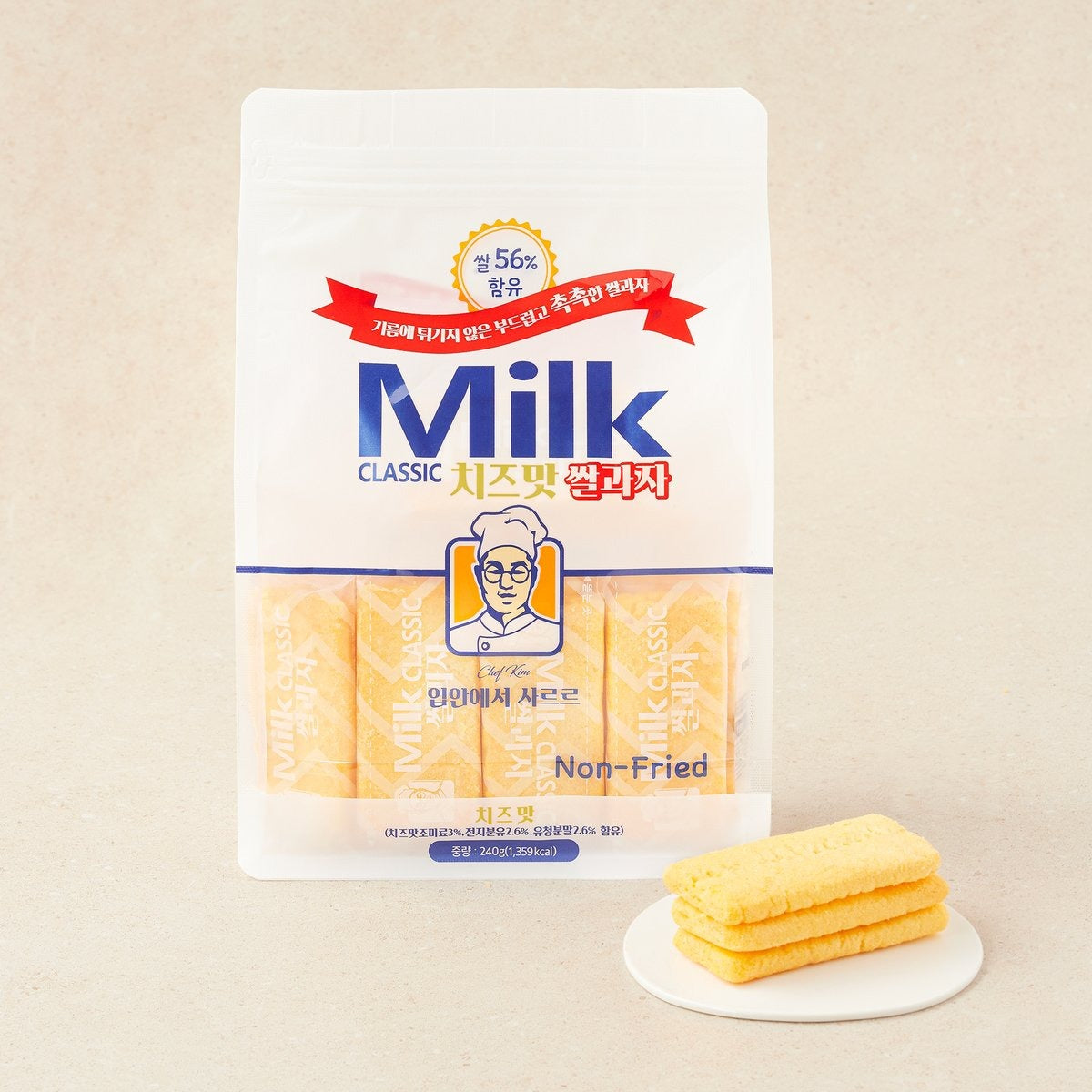 [PACK OF 3] Milk Classic Rice Crackers Cheese 240g 밀크 클래식 쌀과자 치즈 240g