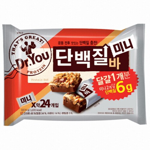 Dr. You Protein Bar Mini 337.5g (27g x 24ea) / 닥터유 단백질바 미니 337.5g (27g x 약 24개입)