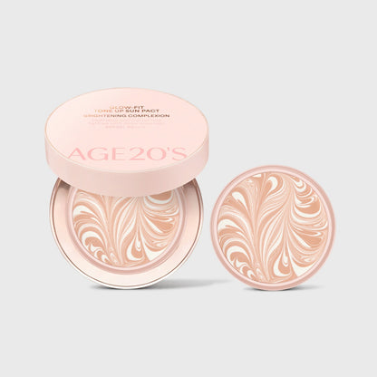 AGE20'S Glow-Fit Tone Up Sun Pact 12.5g SPF50+ PA++++ 에이지 투웨니스 글로우핏 톤업 선팩트 12.5g SPF50+ PA++++ Pink Beige Tone-Up Hydrating Sun Protection Natural Dewy Finish