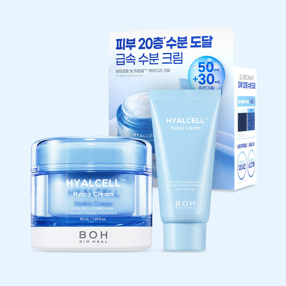 BIOHEAL BOH HYALCELL™ Hydra Cream 50mL + 30mL Set 바이오힐보 히알셀 하이드라 크림 30mL 증량기획 50mL + 30mL
