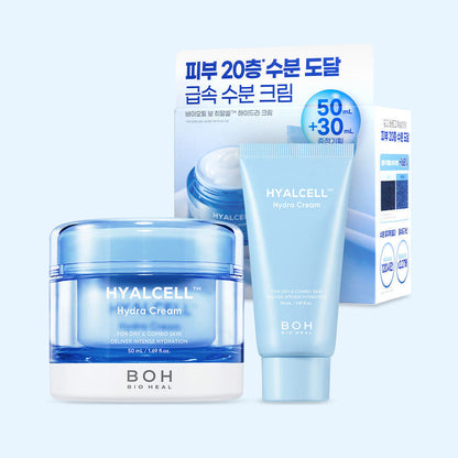 BIOHEAL BOH HYALCELL™ Hydra Cream 50mL + 30mL Set 바이오힐보 히알셀 하이드라 크림 30mL 증량기획 50mL + 30mL