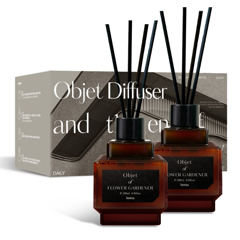 [PACK OF 2] hetras Objet Diffuser Set 200ml X 2EA 헤트라스 오브제 디퓨저 200ml X 2개입 Premium Korean Reed Diffuser for Elegant Home Fragrance