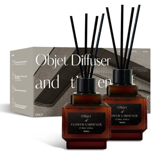 [PACK OF 2] hetras Objet Diffuser Set 200ml X 2EA 헤트라스 오브제 디퓨저 200ml X 2개입 Premium Korean Reed Diffuser for Elegant Home Fragrance
