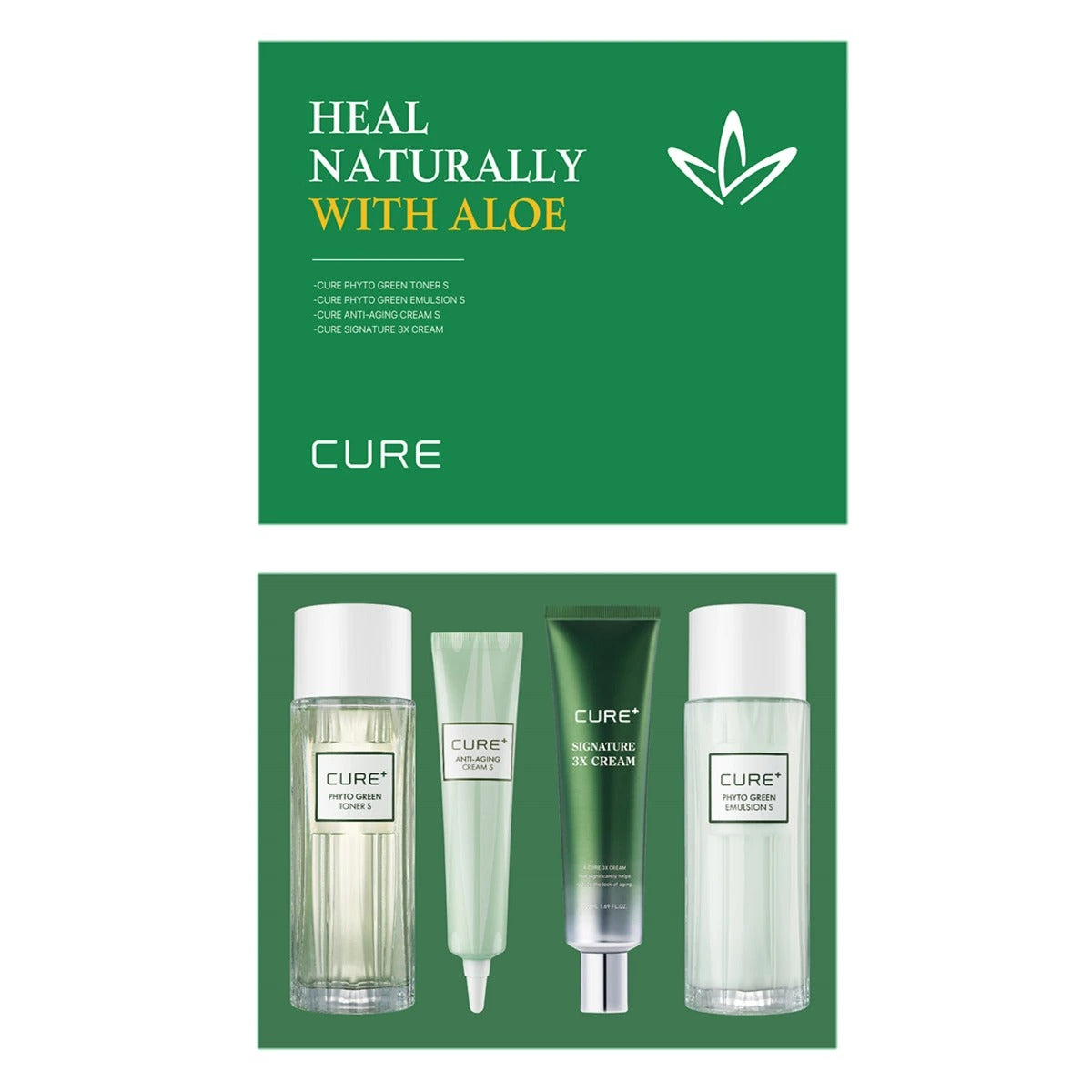 Kim Jeong Moon Aloe CURE Heal Naturally With Aloe Set 김정문알로에 큐어 스킨케어 세트