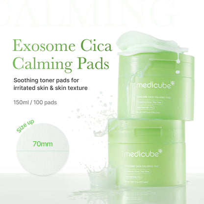Medicube Exosome Cica  Calming Toner Pad 100Pads Low-Irritating Daily Texture Care 메디큐브 엑소좀 시카 요철 진정패드 100패드
