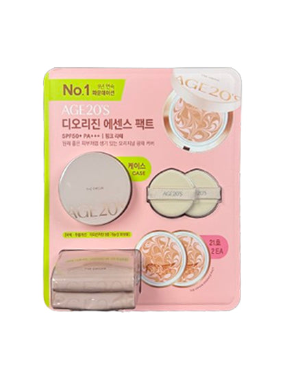 Age 20's The Origin Essence Pact Pink Latte Special Set [Case 1EA, Refill 2EA, Puff 2EA] SPF50+ PA+++ 에이지투웨니스 디오리진 에센스 팩트 핑크 라떼 세트 [케이스 1개, 리필 2개, 퍼프 2개 구성]SPF50+ PA+++